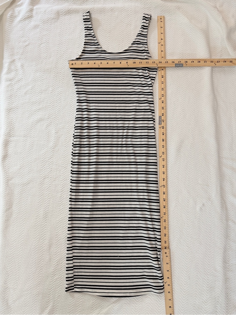 Sleeveless Striped Ribbed ankle length maxi Dress women small 4 stretch coastal - Picture 7 of 7